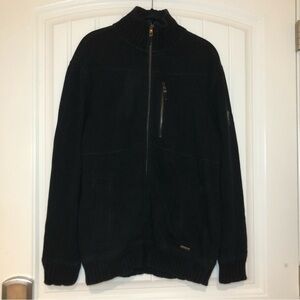 Calvin Klein Black 80% Cotton Full Zip Long Sleeve Sweater Size Medium